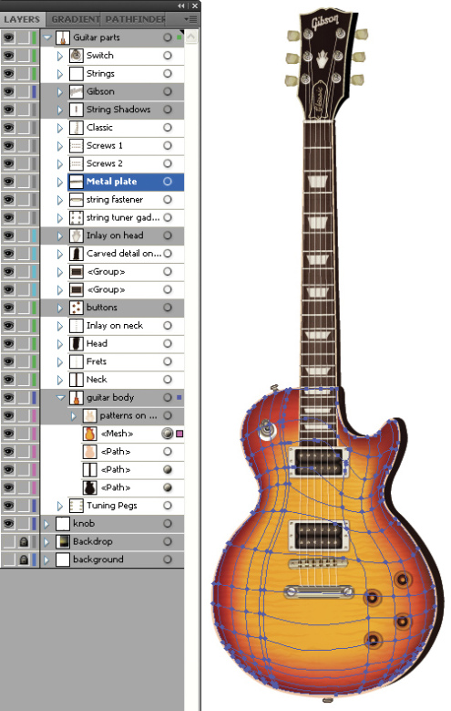 vector guitar mesh